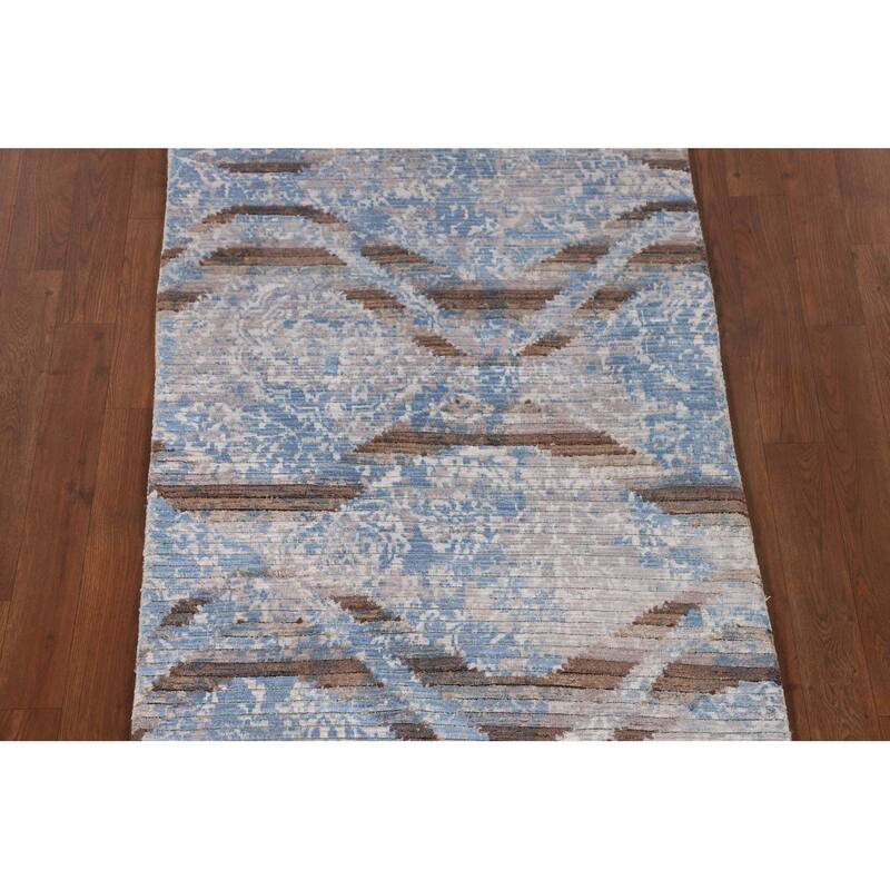 Striped / Modern Accent Rug Hand-Knotted Wool Carpet - 2'8"x 4'7"