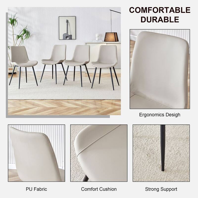 Modern Dining Room Kitchen Dining Chair with Black Metal Legs