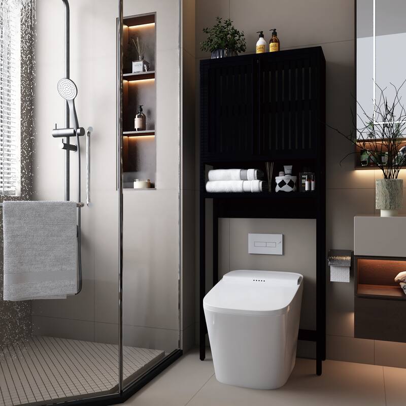 Toilet storage rack, independent bathroom, laundry room, space saving,Black