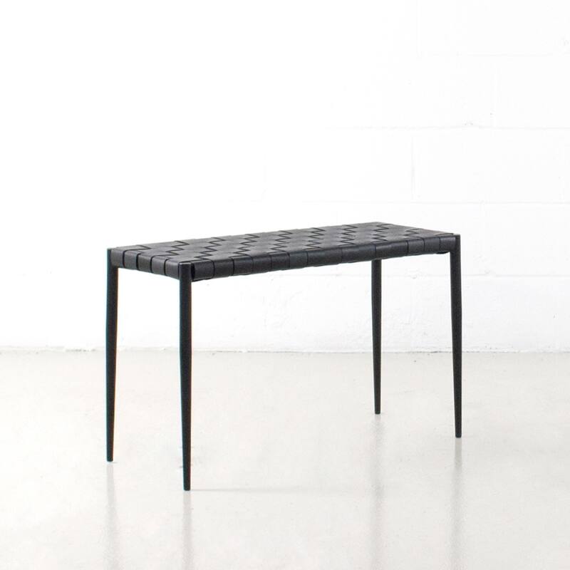 Soho Mid-Century Modern Leather Weave Coffee/Bench 28-inches/ 47-inches - 28" Black on Black