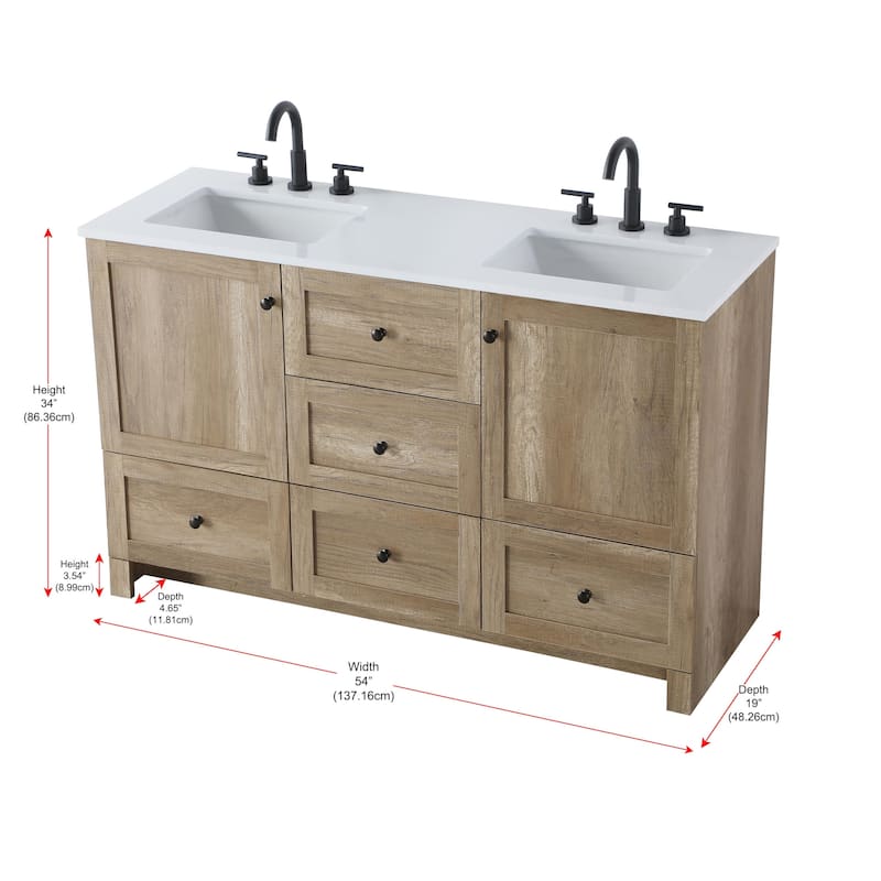 Elegant Lighting VF2854D Soma 54" Free Standing Double Basin Vanity