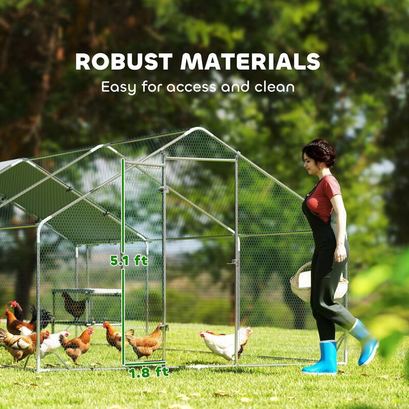 194 sq.ft Chicken Coop with Waterproof 420D Oxford Cover and Galvanized Frame Perches