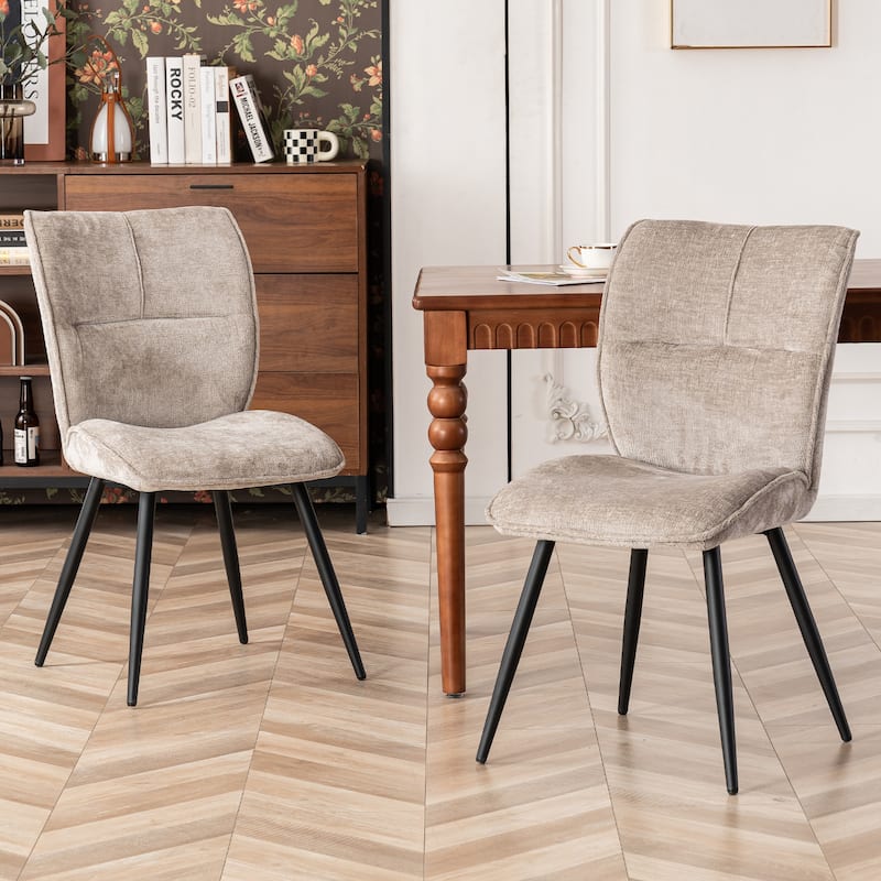 Fabric Upholstered High Back Dining Chairs Set of 2 - Grey