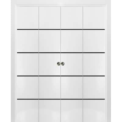 Double Bi-fold Doors Planum 0015 White Silk with Sturdy Tracks