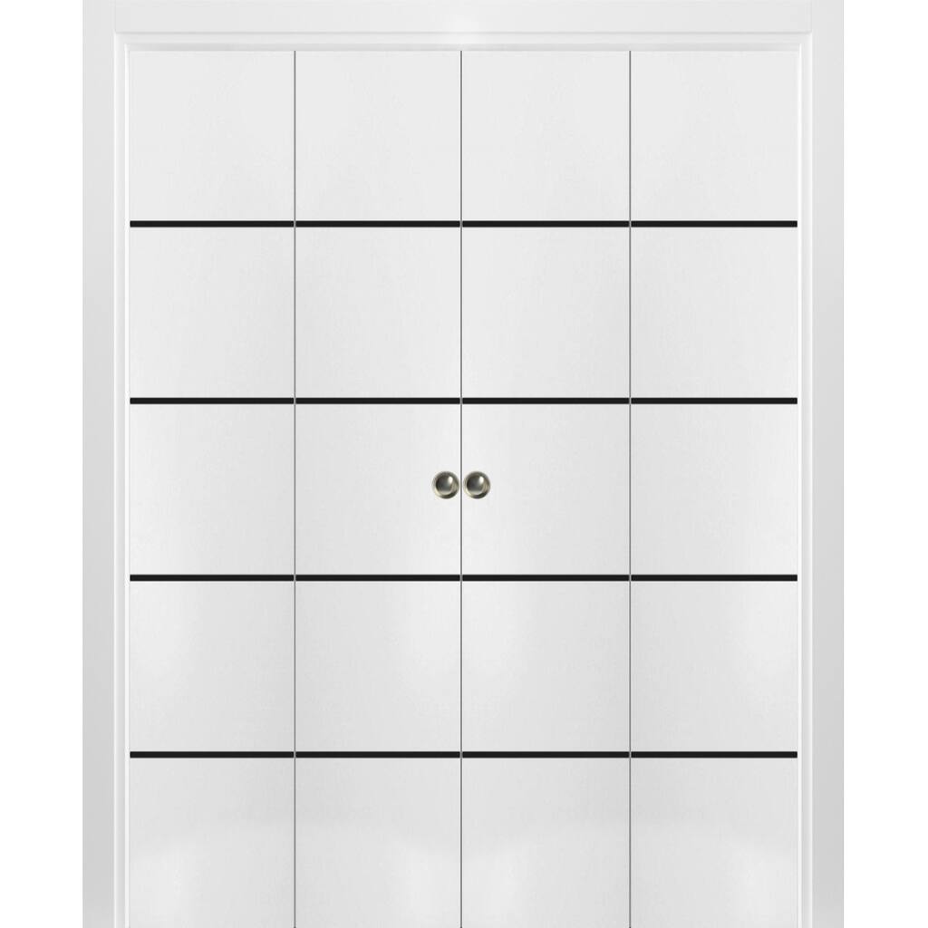 Double Bi-fold Doors Planum 0015 White Silk with Sturdy Tracks