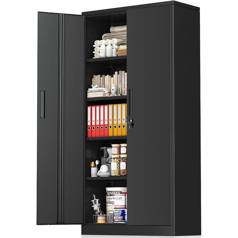 71 inch Garage Storage Cabinet Shelving Kitchen Pantry Locker with Adjustable Shelves for Office, Garage, Home, Pantry