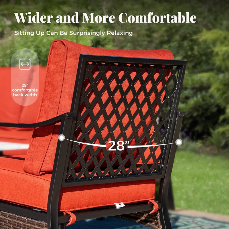 MAISON ARTS 4-Seat Patio Conversation Sets with 2 Rocking Sofa Chairs, 1 Loveseat Sofa and 1 Coffee Table