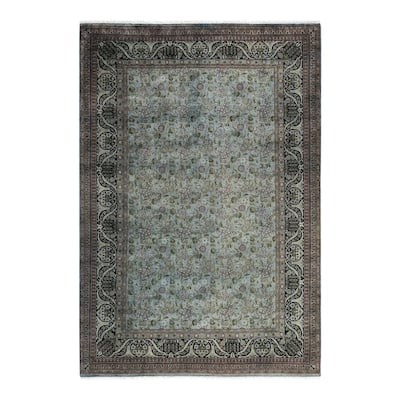 Overton Hand Knotted Wool Vintage Inspired Modern Contemporary Overdyed Gray Area Rug - 6' 3" x 9' 1"
