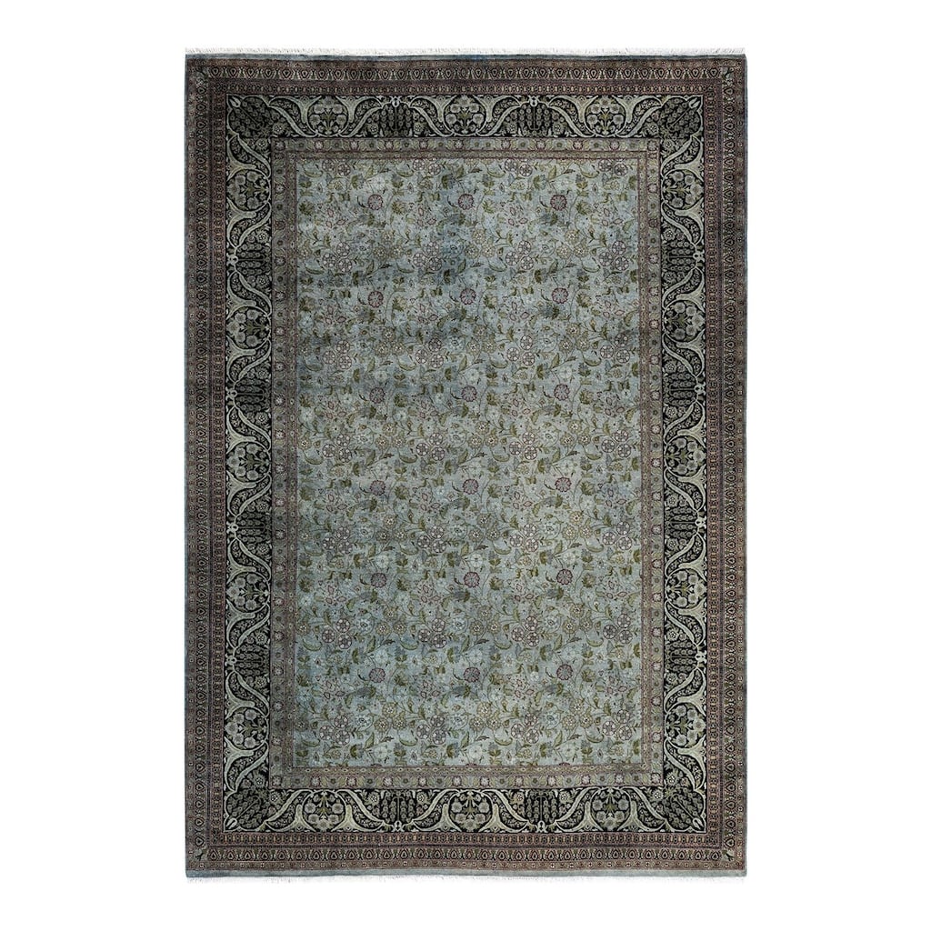 Overton Hand Knotted Wool Vintage Inspired Modern Contemporary Overdyed Gray Area Rug - 6' 3" x 9' 1"
