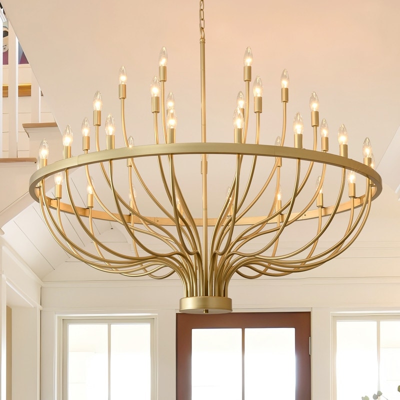Gold Chandelier Modern Farmhouse Pendant Lighting for Dining Room Foyer Entryway