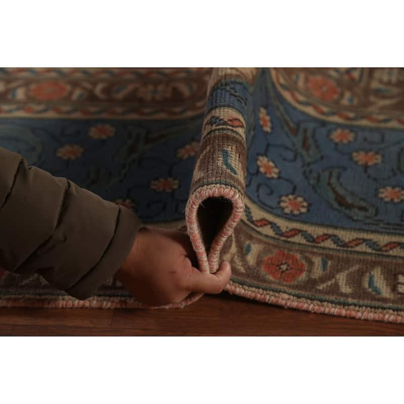 Blue Tabriz Persian Vintage Area Rug Handmade Wool Carpet - 9'10"x 13'0"