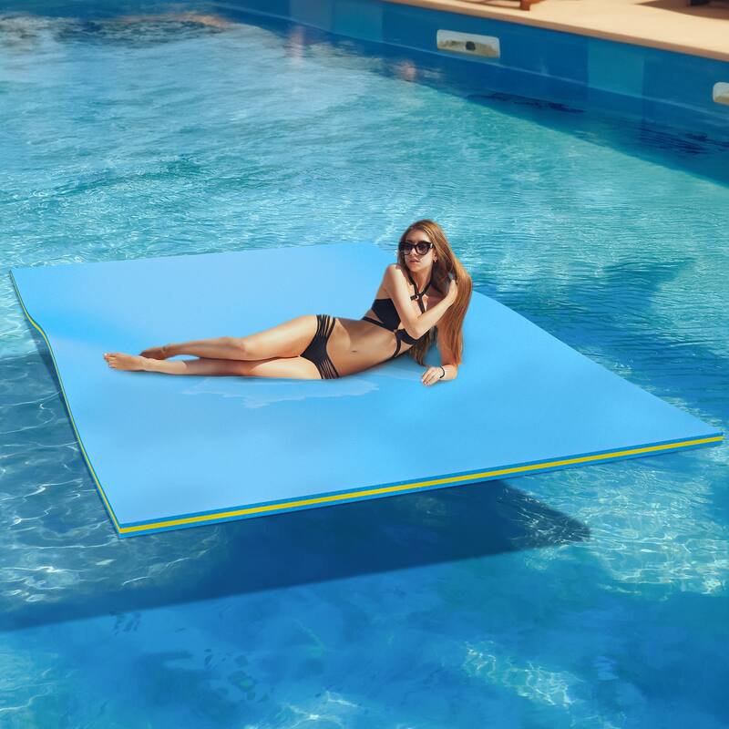 Moasis 9' X 6' Inflatable Rafts Water Mat - Floating Island Lily Pad XPE Foam Construction - 108"L x 70"W x 1.47"H