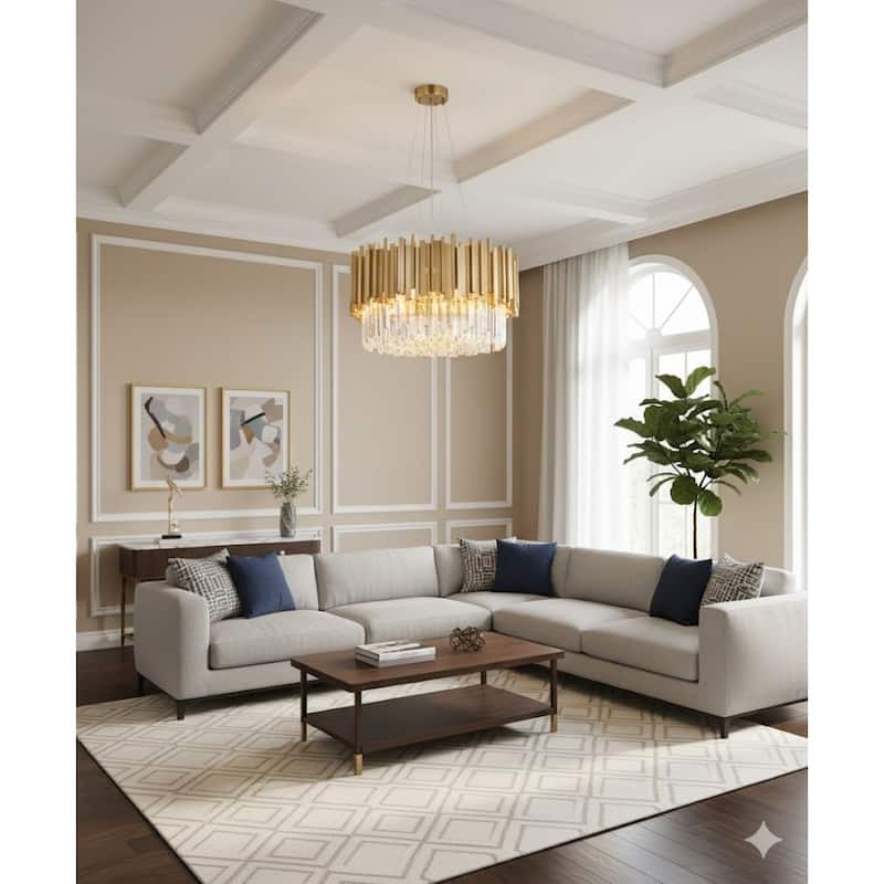 8 Light Gold Chandelier With Clear Crystal Accents