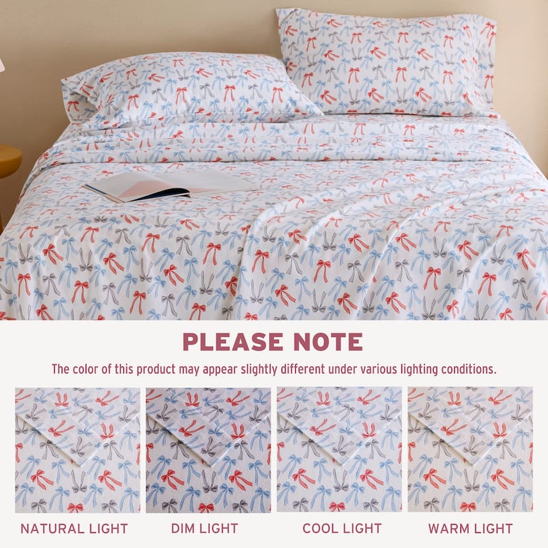 Intelligent Design Cozy Soft Cotton Flannel Printed Sheet Set