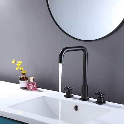 Widespread Sink Faucet 3-Hole 2-Handle Basin Mixer Taps Deck Mounted