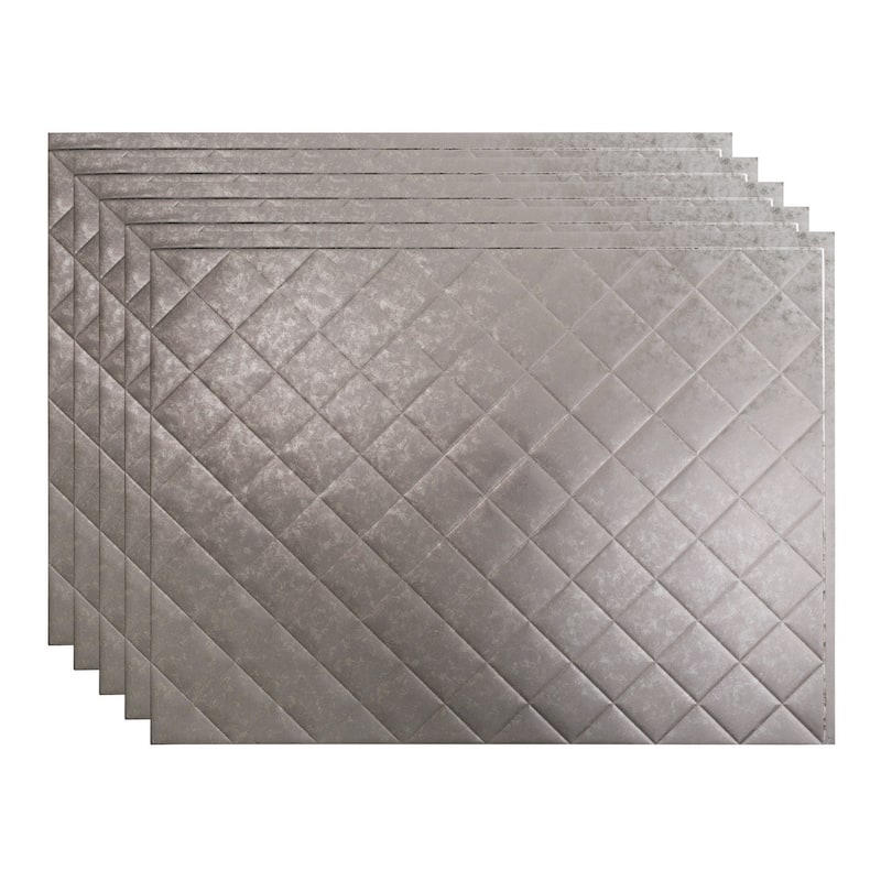 FASÄDE Quilted Decorative Vinyl Backsplash Panel - 5 Pack - Galvanized Steel