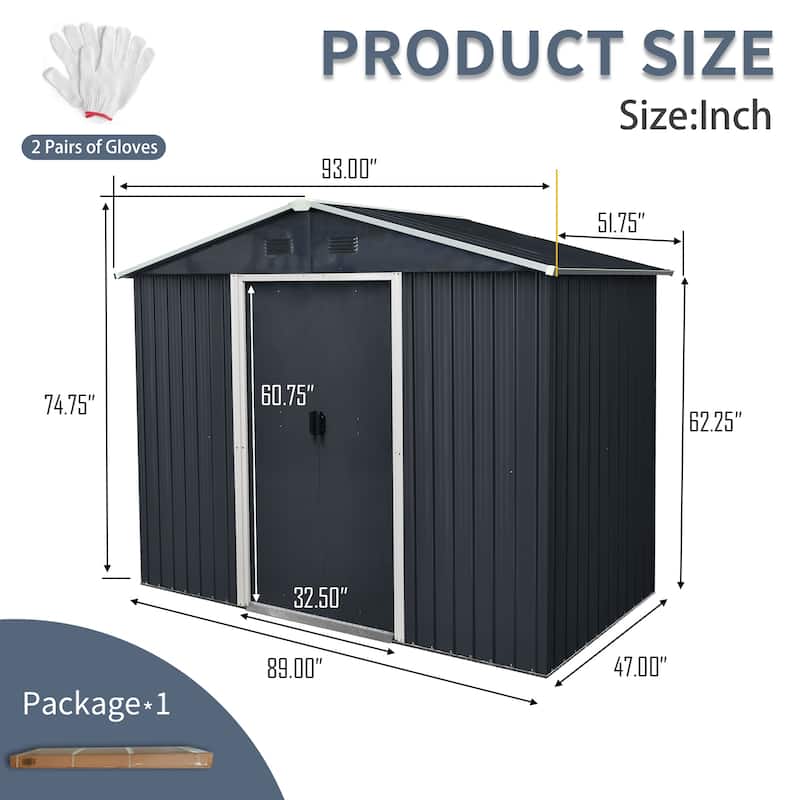 Waterproof Garden Shed Tool Shed Pet Shed Rust-resistant Metal Storage Shed with Lockable Sliding Door