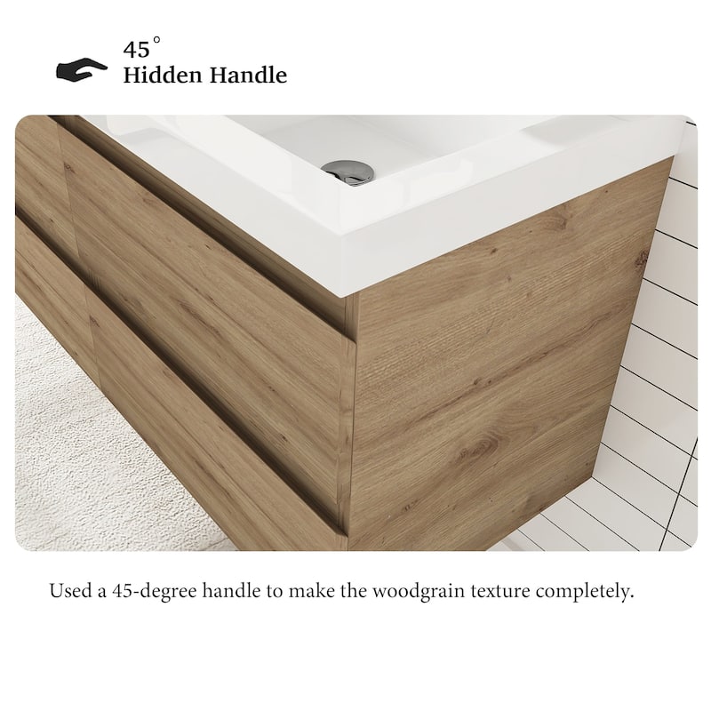 Angela 47 in.W x 19.5 in.D x 20.5 in.H Wall-Mounted Bath Vanity with White Cultured Marble Top
