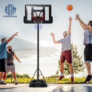 Height Adjustable Portable Shatterproof Backboard Basketball Hoop with 2 Nets - 39" x 26" x 10'