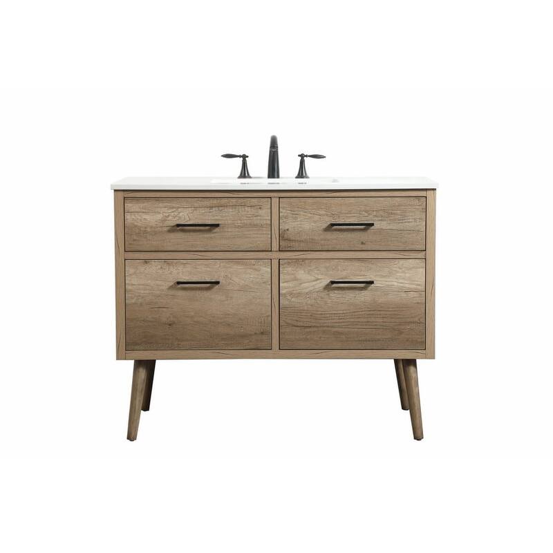 Elegant Lighting VF41042 Boise 42" Free Standing Single Basin Vanity - Natural Oak - Oak Finish