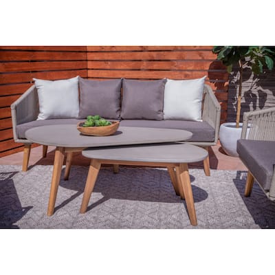 Gray Concrete Resin Modern Outdoor Coffee and Side Table Collection