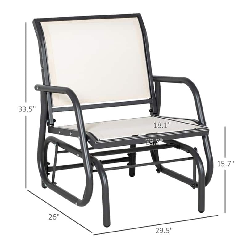 Comfortable Outdoor Glider Chair with Steel Frame and Weather-Resistant Mesh Curved Armrests - 29.5" W x 26" D x 33.5" H