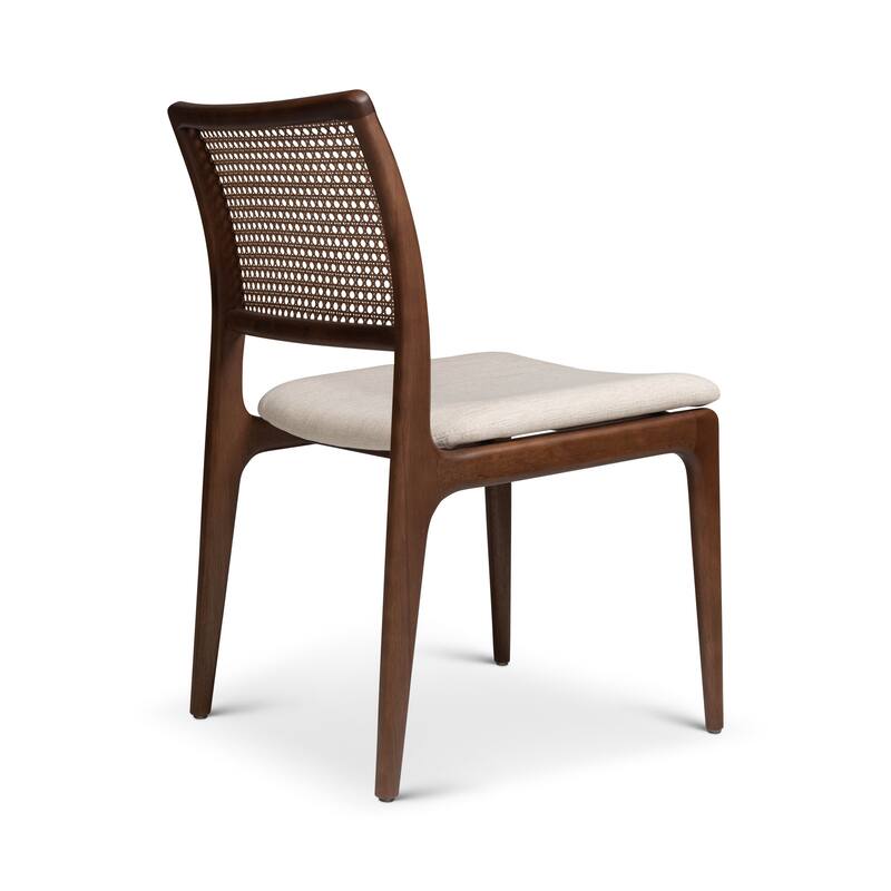 Modern Brazilian - Charlotte - Cane Side Chair - Medley Ivory Seat - Ebano Frame - Natural Cane Webbing