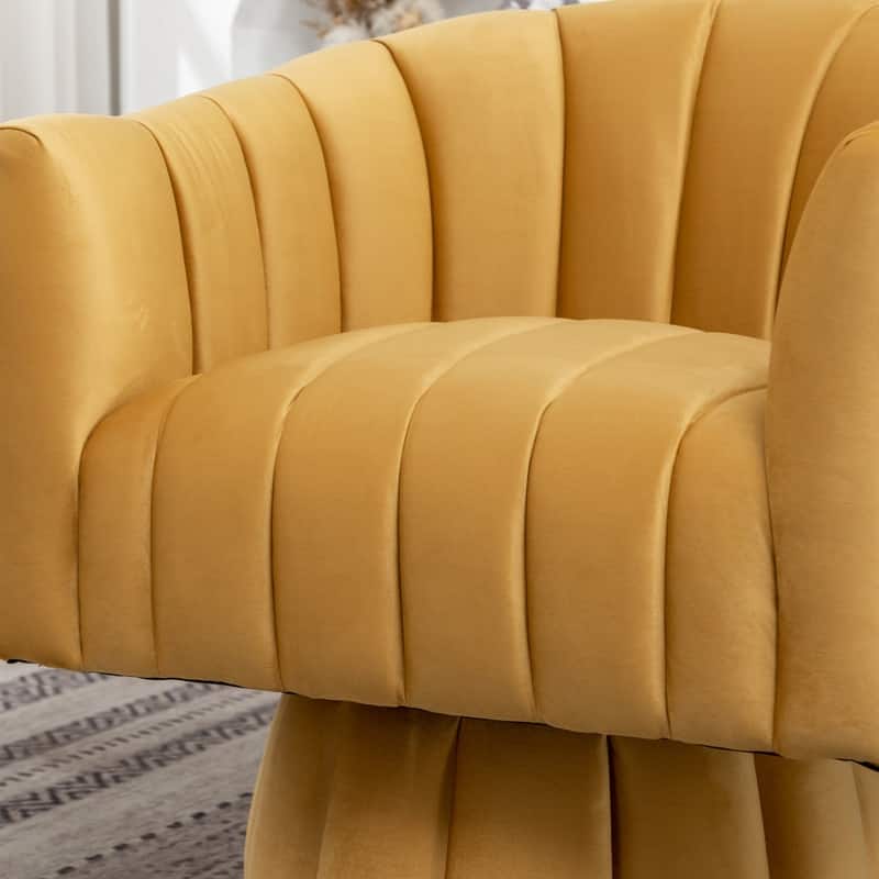 SEYNAR Modern Glam Velvet Upholstered Round 360 Degree Swivel Accent Barrel Chair Set of 2