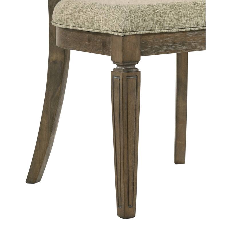 Parfield Light Brown Fabric & Weathered Oak Finish Side Chair (Set of 2)