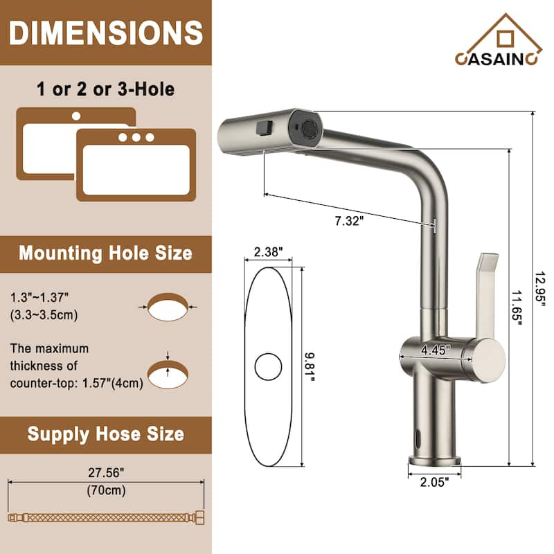 Single Handle Pull Down Sprayer Kitchen Faucet with Motion Sense Wave, Power Boost