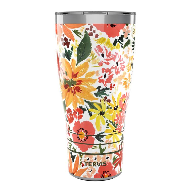 Tervis Traveler Sara Berrenson Retro Floral Triple Walled Insulated Travel Tumbler, Stainless Steel - 30oz