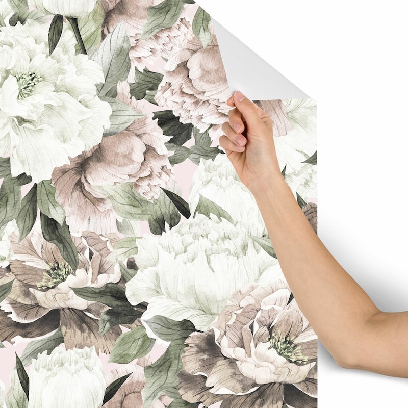 Shaveile Peonies Removable Wallpaper - 10'ft H x 24''inch W