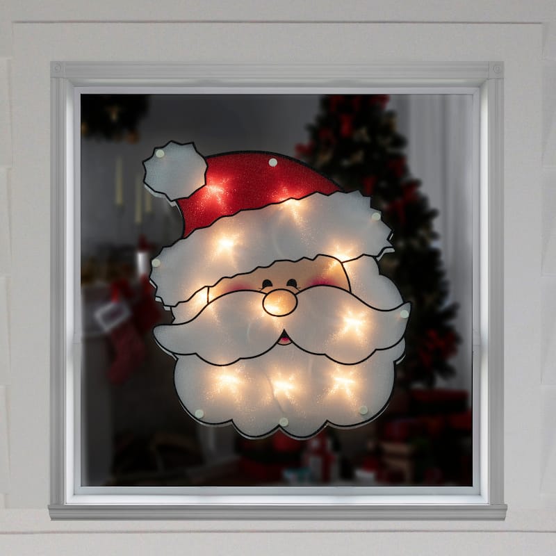 12" Lighted Santa Claus Christmas Window Silhouette