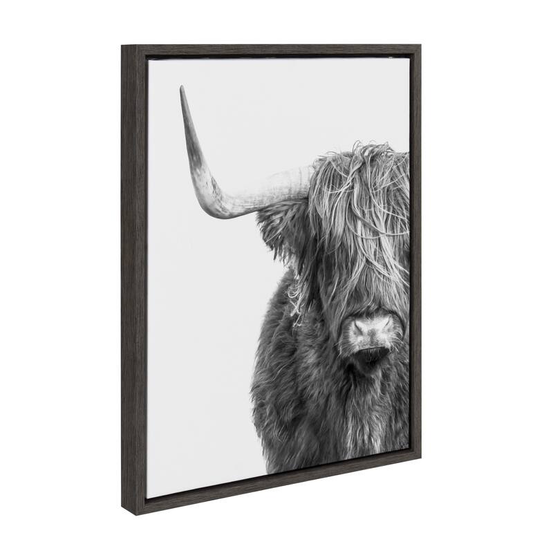 Kate and Laurel Sylvie Highland Cow Framed Canvas by Amy Peterson
