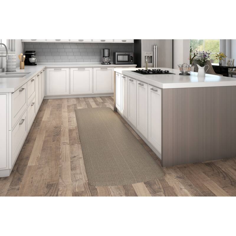 Designer Comfort Grasscloth Anti-Fatigue Kitchen Mat - 2'6" x 9' - Pecan