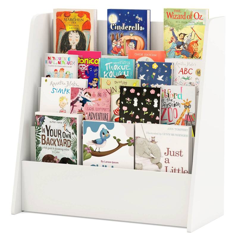 Costway 4-tier Kids Wooden Bookshelf Toddlers Book Rack with Deep - See Details