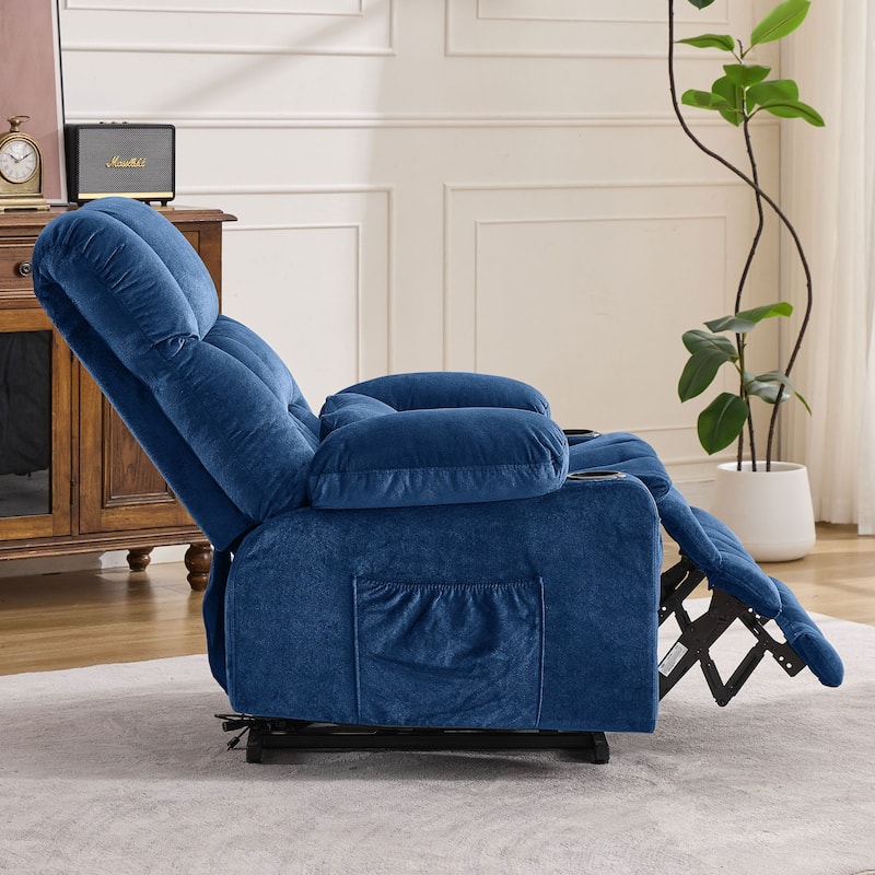 Power Lift Recliner Chair with Heat, Dual Motor Infinite Position Heavy Duty Recliner, Lounge Sofa with USB Ports & Cup Holders