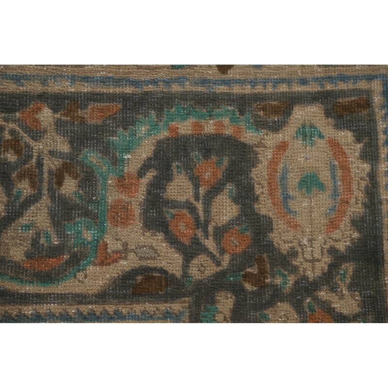 Hand Knotted Oriental 100% Wool Carpet Traditional Floral Beige & Ivories Tabriz Area Rug - 12' 3'' X 9' 8''