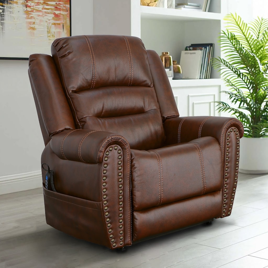 Oscar Grizzly Leather Power Lift Recliner & Power Headrest by Flexsteel