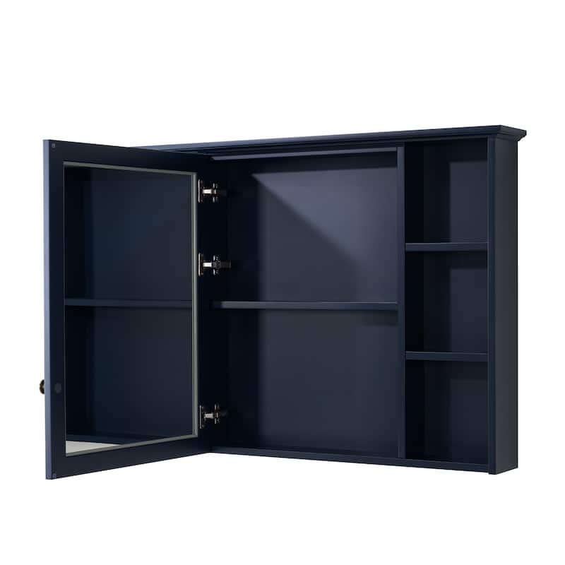 Modern Surface Mount Solid Wood Framed Medicine Cabinet With Mirror and Shelves