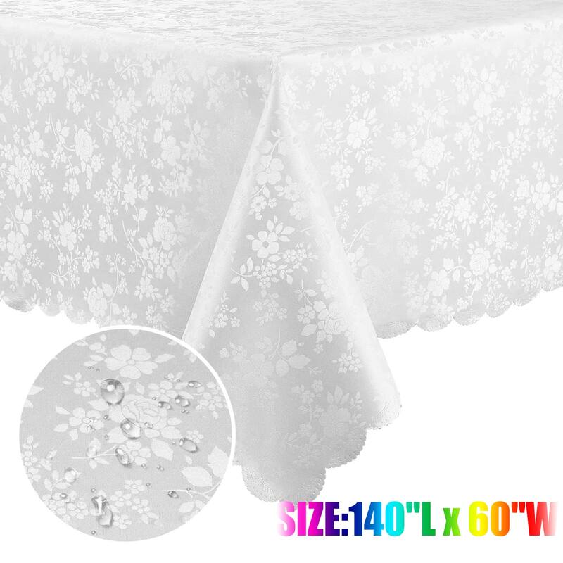 Waterproof Wipeable Vinyl Tablecloth,Rectangle Heavy Duty Table Cloth,140"L x 60"W