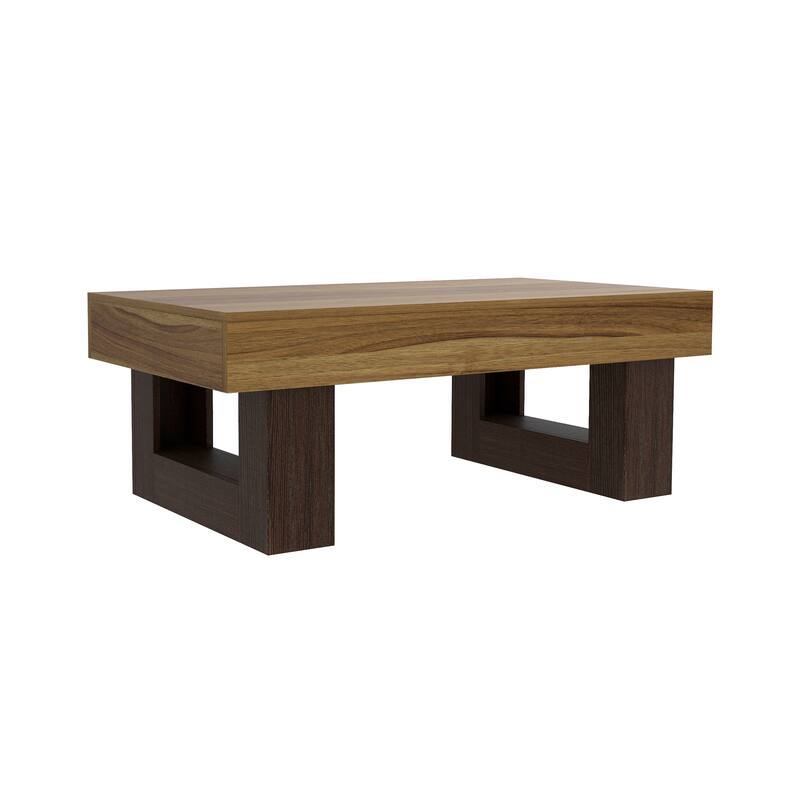 Wood Rectangular Coffee Table Center Table for Living Room, Rustic Brown Side Table End Table Sofa Table - Rustic Brown