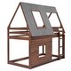 preview thumbnail 8 of 12, Twin Size House Wood Bunk Bed with Roof, Ladder, and Two Windows - Retro & Functional Design Furniture