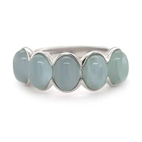 925 Sterling Silver Milky Aquamarine Ring