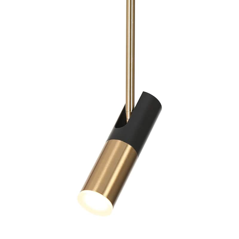 Modern 1-Light Black Gold Metal LED Pendant Lights for Kitchen Island - 4.7" D x 7" H