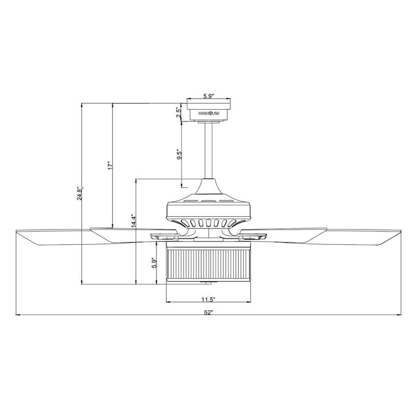 Chrome 52 Inch Polished Finish Ceiling Fan with Remote