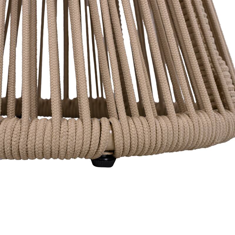 Scott Living - Nara 18.9"H Modern Outdoor Acacia Wood and Woven Rope Side Table, Tapered Cylindrical Silhouettes Design