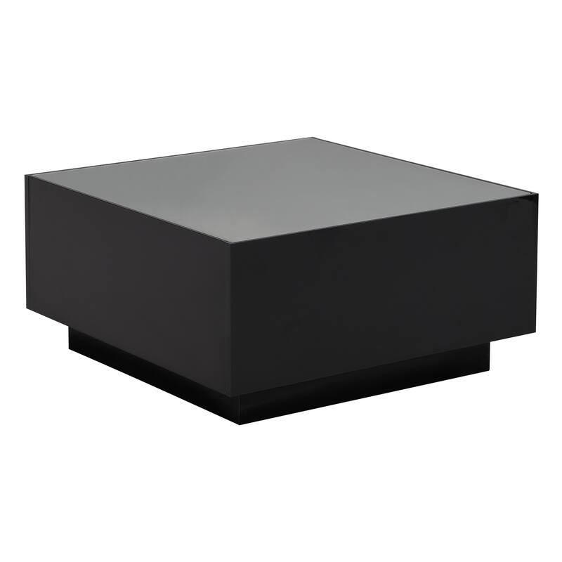 Modern Square High Glossy Coffee Center Table with 16-color LED Strip Lights