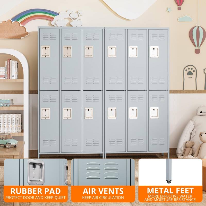 2 Tier Metal Lockers with 6 Doors for Employee School Gym