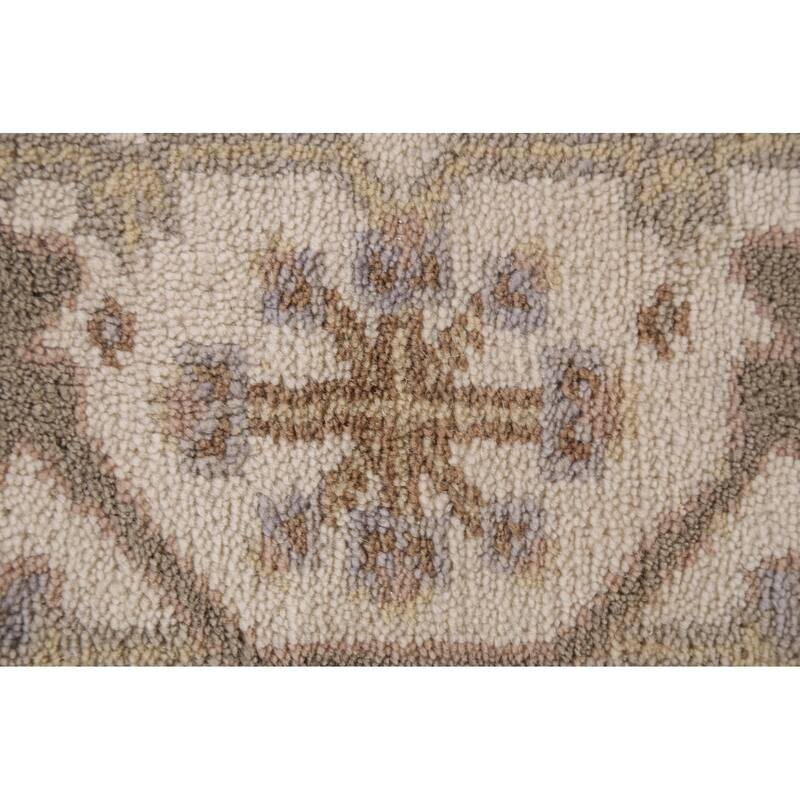 Silver Gray Oushak Indian Area Rug Handmade Wool Carpet - 6'0"x 8'10"